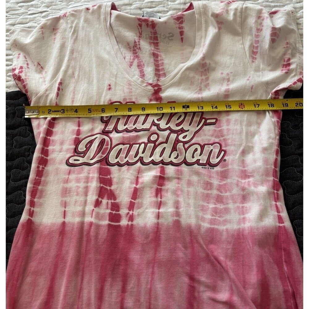 Harley Davidson Tie Dye T-Shirt XL V Neck Pink Short Sleeve Vtg 2012 Seminole Fl - Picture 5 of 7